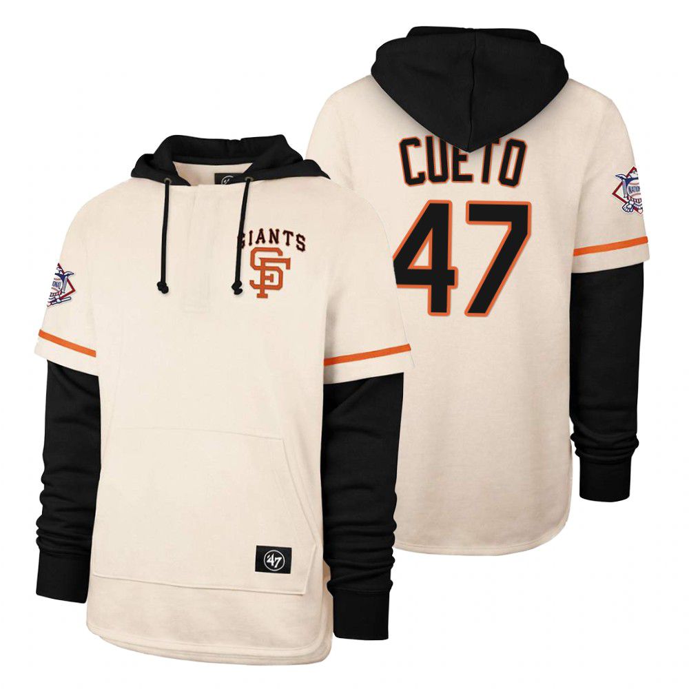 Men San Francisco Giants #47 Cueto Cream 2021 Pullover Hoodie MLB Jersey